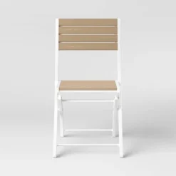 Bryant 4pk Faux Wood Folding Patio Bistro Chairs - White/Light Wood - Threshold™ -Threshold GUEST 048e3749 da5e 4a40 8226 5119b7660d58