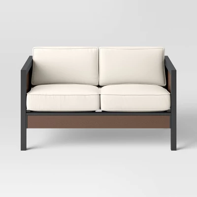 Bryant 2pc Faux Wood Patio Loveseat & Coffee Table - Gray/Natural - Threshold™ 5 Bryant 2pc Faux Wood Patio Loveseat & Coffee Table - Gray/Natural - Threshold™ - Image 3