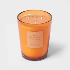 Colored Vase Glass With Dustcover Mandarin & Guava Candle Orange - Threshold™ -Threshold GUEST 0935bd9a 1522 4b47 b1ed 14541db7ee27