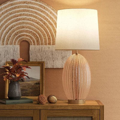 Large Ribbed Glass Lamp Base Clear - Threshold™ 3 Large Ribbed Glass Lamp Base Clear - Threshold™