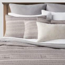 12pc Chambray Matelasse Stripe Comforter & Sheet Bedding Set Gray - Threshold™ -Threshold GUEST 0ccf3b00 29f5 443f 9e99 5d90374652ac