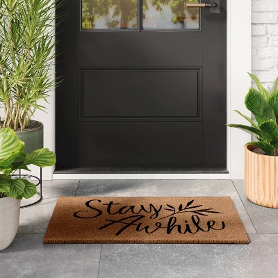 1'6"x2'6" Stay Awhile Coir Doormat Natural - Threshold™ 3 1'6"x2'6" Stay Awhile Coir Doormat Natural - Threshold™
