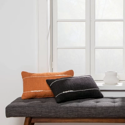 Embroidered Thin Line Lumbar Throw Pillow - Threshold™ 3 Embroidered Thin Line Lumbar Throw Pillow - Threshold™