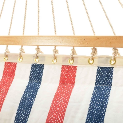 11.5' Pillowtop Outdoor Fabric Hammock Twill Stripe Red/Blue/White - Threshold™ 4 11.5' Pillowtop Outdoor Fabric Hammock Twill Stripe Red/Blue/White - Threshold™ - Image 2