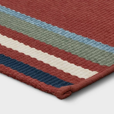 5'x7' Striped Outdoor Rug Red - Threshold™ 4 5'x7' Striped Outdoor Rug Red - Threshold™ - Image 2