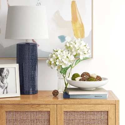 Linen Textured Ceramic Large Lamp Base Dark Blue - Threshold™ 3 Linen Textured Ceramic Large Lamp Base Dark Blue - Threshold™