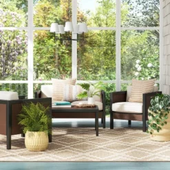 Bryant 2pk Faux Wood Patio Club Chairs - Gray/Natural - Threshold™