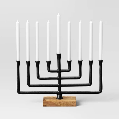 Modern Aluminum And Wood Menorah Black - Threshold™ 4 Modern Aluminum And Wood Menorah Black - Threshold™ - Image 2
