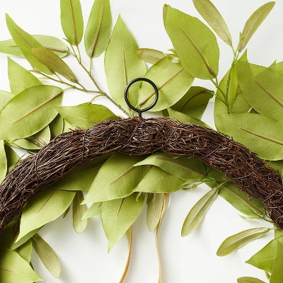 Oversized Fall Leaf Wreath With Velvet Ribbon Green - Threshold™ Designed With Studio McGee 5 Oversized Fall Leaf Wreath With Velvet Ribbon Green - Threshold™ Designed With Studio McGee - Image 3