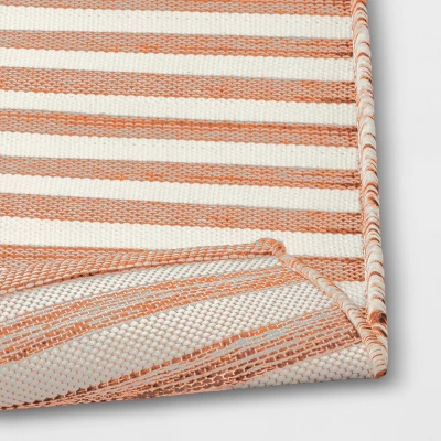 7'x10' Narrow Wornstripe Rectangular Woven Outdoor Area Rug Coral Orange - Threshold™ 5 7'x10' Narrow Wornstripe Rectangular Woven Outdoor Area Rug Coral Orange - Threshold™ - Image 3