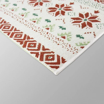 7' X 10' Fair Isle Outdoor Rug Red - Threshold™ 4 7' X 10' Fair Isle Outdoor Rug Red - Threshold™ - Image 2