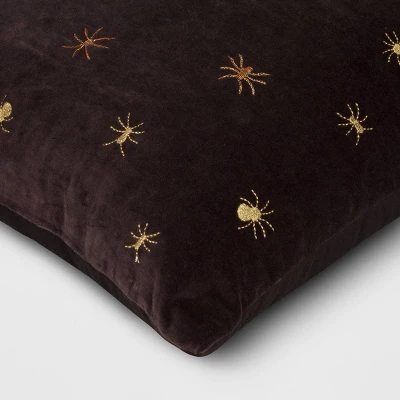Beaded And Embroidered Spider Cotton Velvet Square Halloween Throw Pillow Gold/Black - Threshold™ 5 Beaded And Embroidered Spider Cotton Velvet Square Halloween Throw Pillow Gold/Black - Threshold™ - Image 3