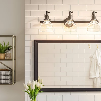 3-Light Industrial Glass Chandelier Matte Black - Threshold™ 3 3-Light Industrial Glass Chandelier Matte Black - Threshold™