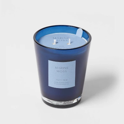 Colored Vase Glass With Dustcover Marine Moss Candle Blue - Threshold™ 8 Colored Vase Glass With Dustcover Marine Moss Candle Blue - Threshold™ - Image 6