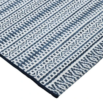 Pattern Stripe Outdoor Rug Blue - Threshold 5 Pattern Stripe Outdoor Rug Blue - Threshold - Image 3