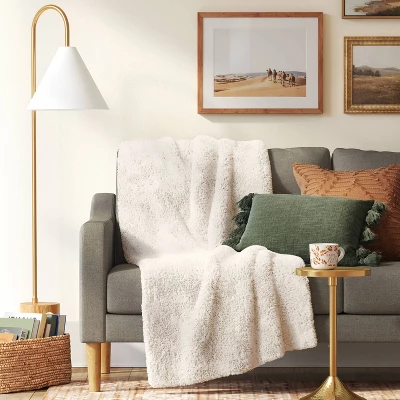 Long Faux Fur Throw Blanket Off White - Threshold™ 3 Long Faux Fur Throw Blanket Off White - Threshold™
