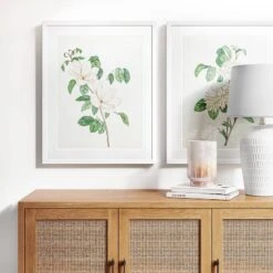 (Set Of 2) 24" X 30" Flowers Framed Wall Art White - Threshold™