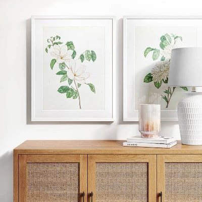 (Set Of 2) 24" X 30" Flowers Framed Wall Art White - Threshold™ 3 (Set Of 2) 24" X 30" Flowers Framed Wall Art White - Threshold™