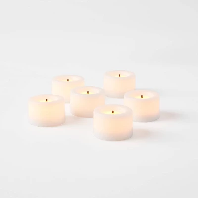 6pk LED Tealight Flameless Black Wick Candles White - Threshold™ 4 6pk LED Tealight Flameless Black Wick Candles White - Threshold™ - Image 2