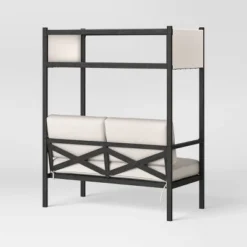 Ryegate 2pc 4' Mini Patio Daybed With Ottoman Weathered Teak - Threshold™ -Threshold GUEST 52a56e94 f01a 4e67 98c5 74cb41f35e91