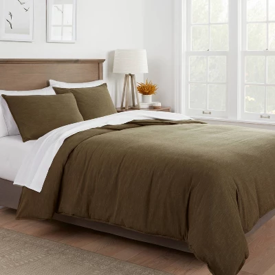 Space Dyed Cotton Linen Duvet Cover & Sham Set - Threshold™ 3 Space Dyed Cotton Linen Duvet Cover & Sham Set - Threshold™