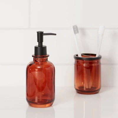 Apothecary Glass Soap/Lotion Dispenser Amber - Threshold™ 3 Apothecary Glass Soap/Lotion Dispenser Amber - Threshold™