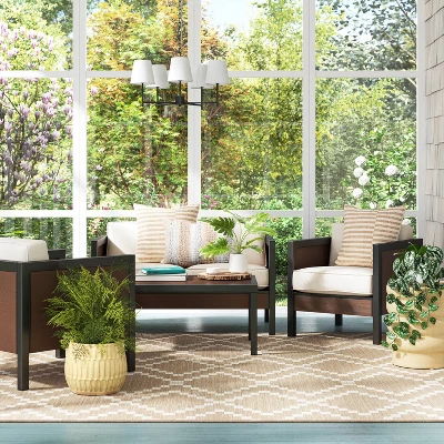 Bryant 2pc Faux Wood Patio Loveseat & Coffee Table - Gray/Natural - Threshold™ 3 Bryant 2pc Faux Wood Patio Loveseat & Coffee Table - Gray/Natural - Threshold™