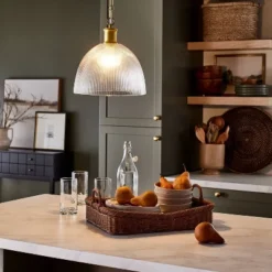 Reeded Glass Pendant Brass - Threshold™ Designed With Studio McGee -Threshold GUEST 6c81224e 37a1 454c b9a1 68dab4a01b11