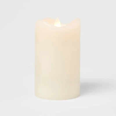 5" X 3" LED Flickering Flame Candle Cream - Threshold™ 4 5" X 3" LED Flickering Flame Candle Cream - Threshold™ - Image 2