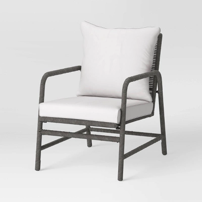 2pc Granby Padded Wicker Outdoor Patio Chairs, Club Chairs Gray - Threshold™ 4 2pc Granby Padded Wicker Outdoor Patio Chairs, Club Chairs Gray - Threshold™ - Image 2