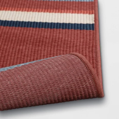 5'x7' Striped Outdoor Rug Red - Threshold™ 5 5'x7' Striped Outdoor Rug Red - Threshold™ - Image 3