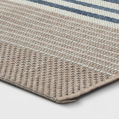 Sand Stripe Outdoor Rug Blue - Threshold™ 4 Sand Stripe Outdoor Rug Blue - Threshold™ - Image 2
