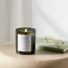 Clear Colored Glass With Woodwick And Brass Metal Inset Lid Dried Leaves + Hickory Candle Green - Threshold™ -Threshold GUEST 781963db b758 41c6 b9d0 6c34930601b9