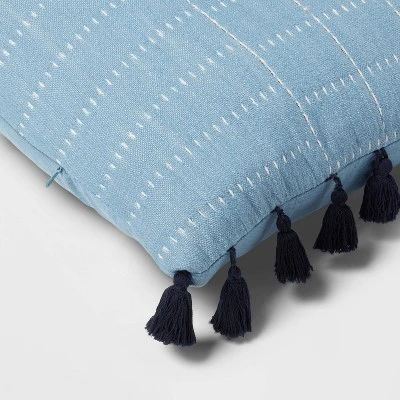 Oversized Oblong Pick Stitch Plaid Tassel Decorative Throw Pillow - Threshold™ 5 Oversized Oblong Pick Stitch Plaid Tassel Decorative Throw Pillow - Threshold™ - Image 3