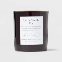Clear Colored Glass With Woodwick And Brass Metal Inset Lid Spice Vanilla Fig Candle Purple - Threshold™ -Threshold GUEST 80884ab1 75d4 4adc 8675 96b625da6f8e