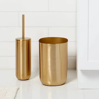 Brushed Brass Waste Can Gold - Threshold™ 3 Brushed Brass Waste Can Gold - Threshold™