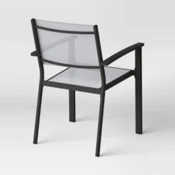 2pc Ryegate Weathered Teak Sling Outdoor Patio Dining Chairs Arm Chairs Gray - Threshold™ -Threshold GUEST 84955e75 3ec0 44c5 927e db67c16c3cae