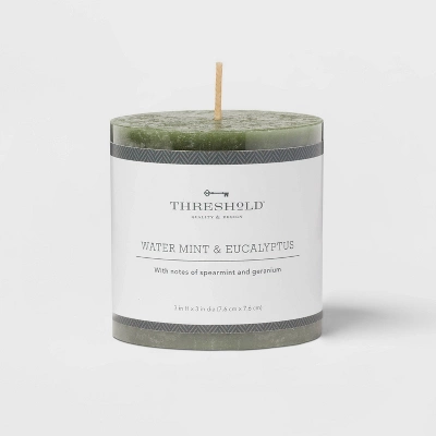 Pillar Candle Water Mint & Eucalyptus Green - Threshold™ 5 Pillar Candle Water Mint & Eucalyptus Green - Threshold™ - Image 3
