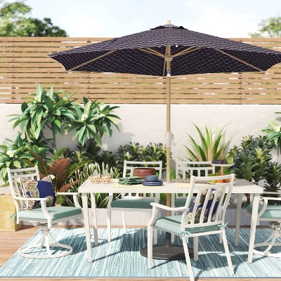 9'x9' Arete Market Patio Umbrella Navy - Threshold™ 3 9'x9' Arete Market Patio Umbrella Navy - Threshold™