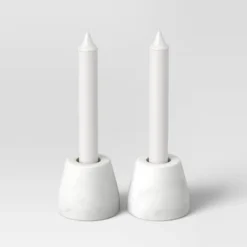 Set Of 2 Marble Taper Holders White - Threshold™ -Threshold GUEST 8f3b73bd 014a 4560 bb27 16439b034b78