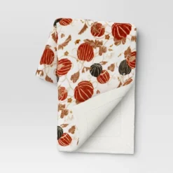 Pumpkin Printed Plush With Shearling Reverse Throw Blanket - Threshold™ -Threshold GUEST 93689881 488d 4b25 86de 00ec94c729b1