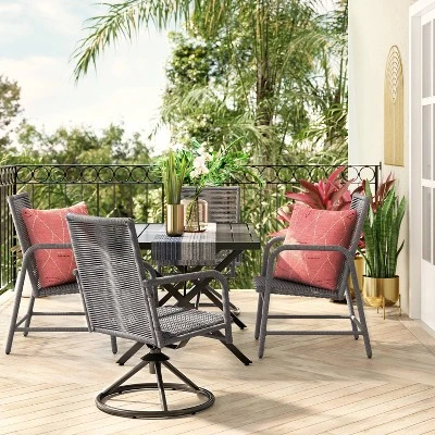 2pc Granby Padded Wicker Outdoor Patio Dining Chairs Arm Chairs Gray - Threshold™ 3 2pc Granby Padded Wicker Outdoor Patio Dining Chairs Arm Chairs Gray - Threshold™
