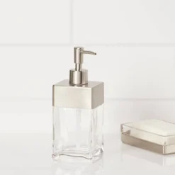 Rectangle Glass With Metal Soap/Lotion Dispenser Clear - Threshold™