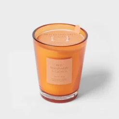Colored Vase Glass With Dustcover Mandarin & Guava Candle Orange - Threshold™ -Threshold GUEST 9f988ff2 f7e8 43cd b34a c5d7f14ae156