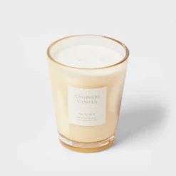Colored Vase Glass With Dustcover Cashmere Vanilla Candle Ivory - Threshold™ -Threshold GUEST a291dce8 08cb 4de3 9d0d fe8765311b91