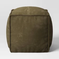 Costa Cotton Velvet Pouf With Removable Fill Olive Green - Threshold™ -Threshold GUEST a31a423e 6e42 4ab7 9e13 1245bf20eeb3