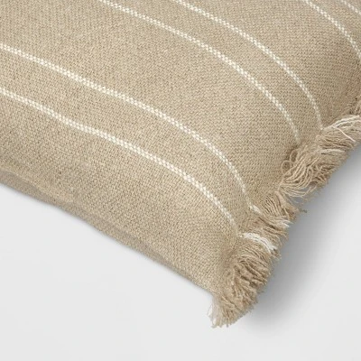 Textured Linen Striped Throw Pillow Neutral - Threshold™ 5 Textured Linen Striped Throw Pillow Neutral - Threshold™ - Image 3