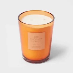 Colored Vase Glass With Dustcover Mandarin & Guava Candle Orange - Threshold™ -Threshold GUEST aa27f146 dfa7 4f00 a5e8 351ea0849844