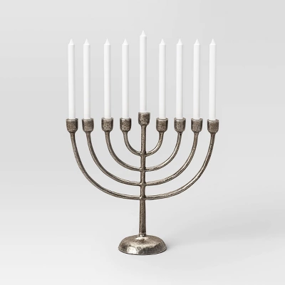 Classic Cast Aluminum Menorah Antique Silver - Threshold™ 4 Classic Cast Aluminum Menorah Antique Silver - Threshold™ - Image 2