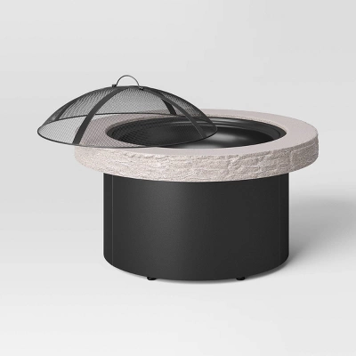 32" Stack Stone Wood Burning Outdoor Fireplace With Spark Screen - Threshold™ 4 32" Stack Stone Wood Burning Outdoor Fireplace With Spark Screen - Threshold™ - Image 2